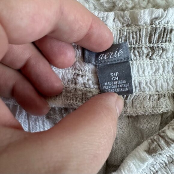 Aerie | Cream and Tan Palm Print Sleeveless Jumpsuit | Size Small - Picture 8 of 15